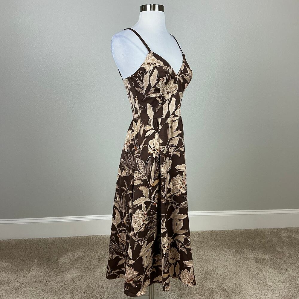 Dress the Population Women's Cocktail Dress Size XS Brown Floral A-Line Midi - Picture 3 of 12